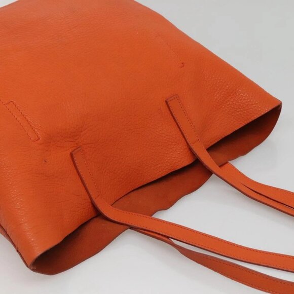 PRADA Tote Bag Leather Orange Gold Auth hk2515 - Picture 7 of 16